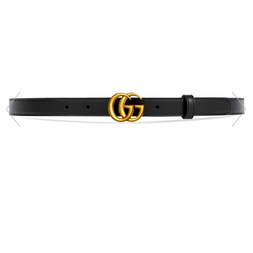 Leather belt with Double G buckle